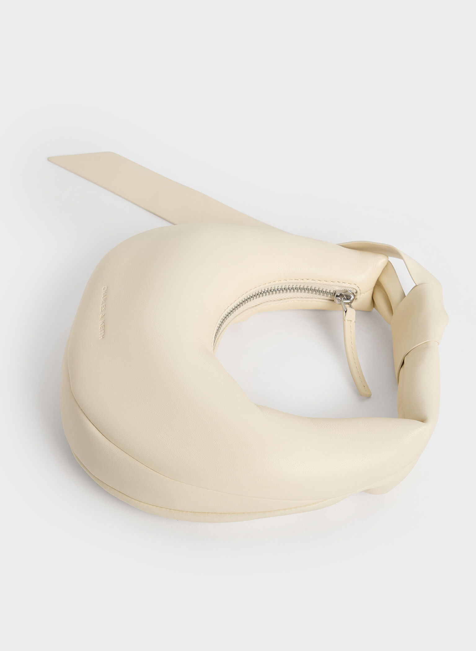 Micro Toni Knotted Crescent Hobo Bag, Chalk, hi-res