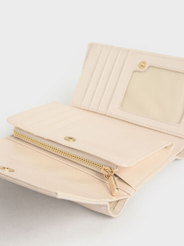 Metallic Accent Short Wallet, Pearl, hi-res