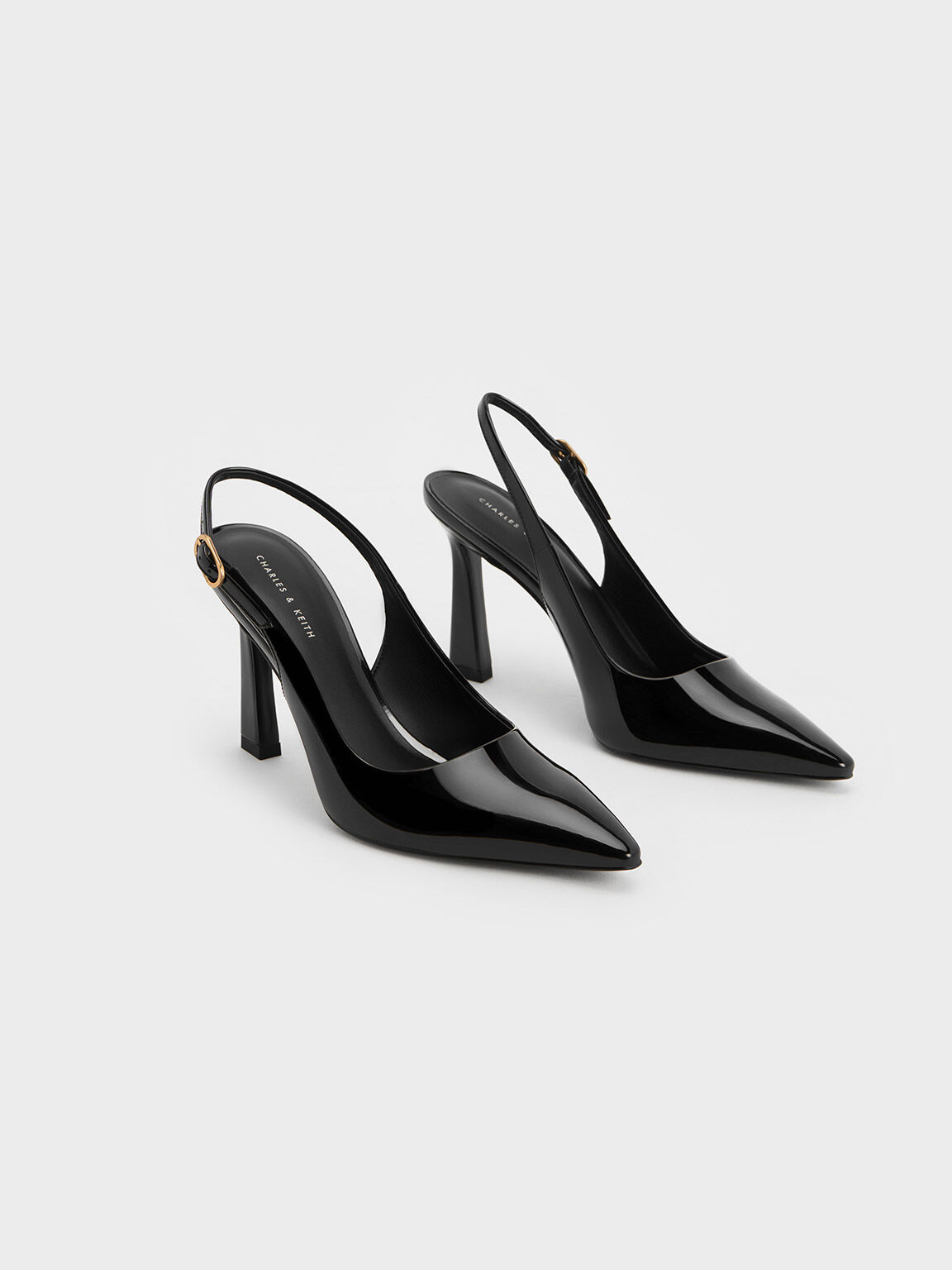 Black Metallic-Accent Slingback Pumps - CHARLES & KEITH CO