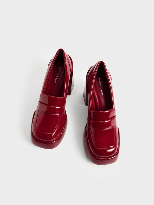 Lula Patent Loafer Pumps, Red, hi-res