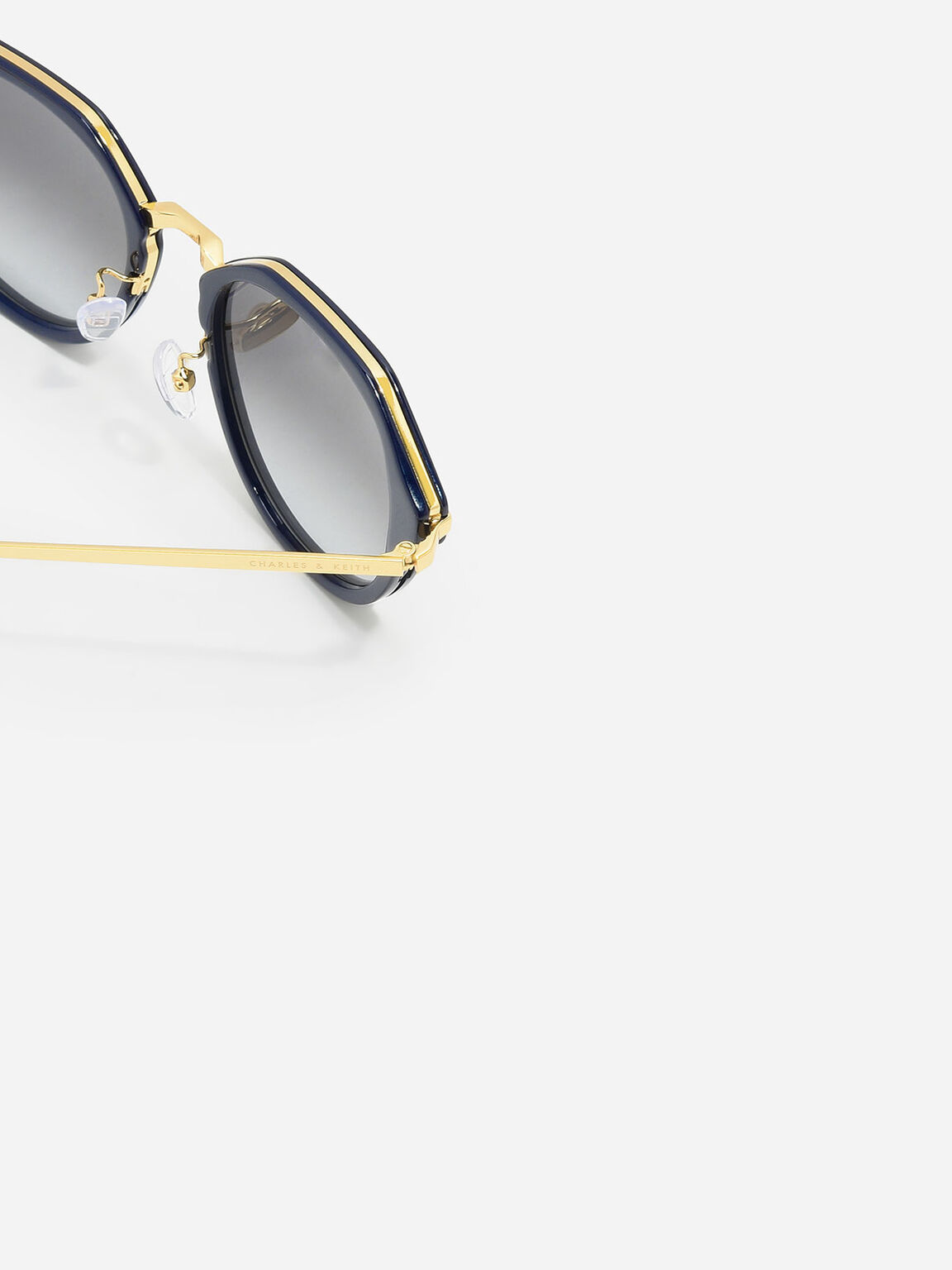 Angular Oval Sunglasses, Navy, hi-res