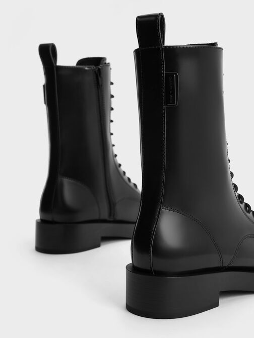 Lace-Up Calf Boots, Black Box, hi-res