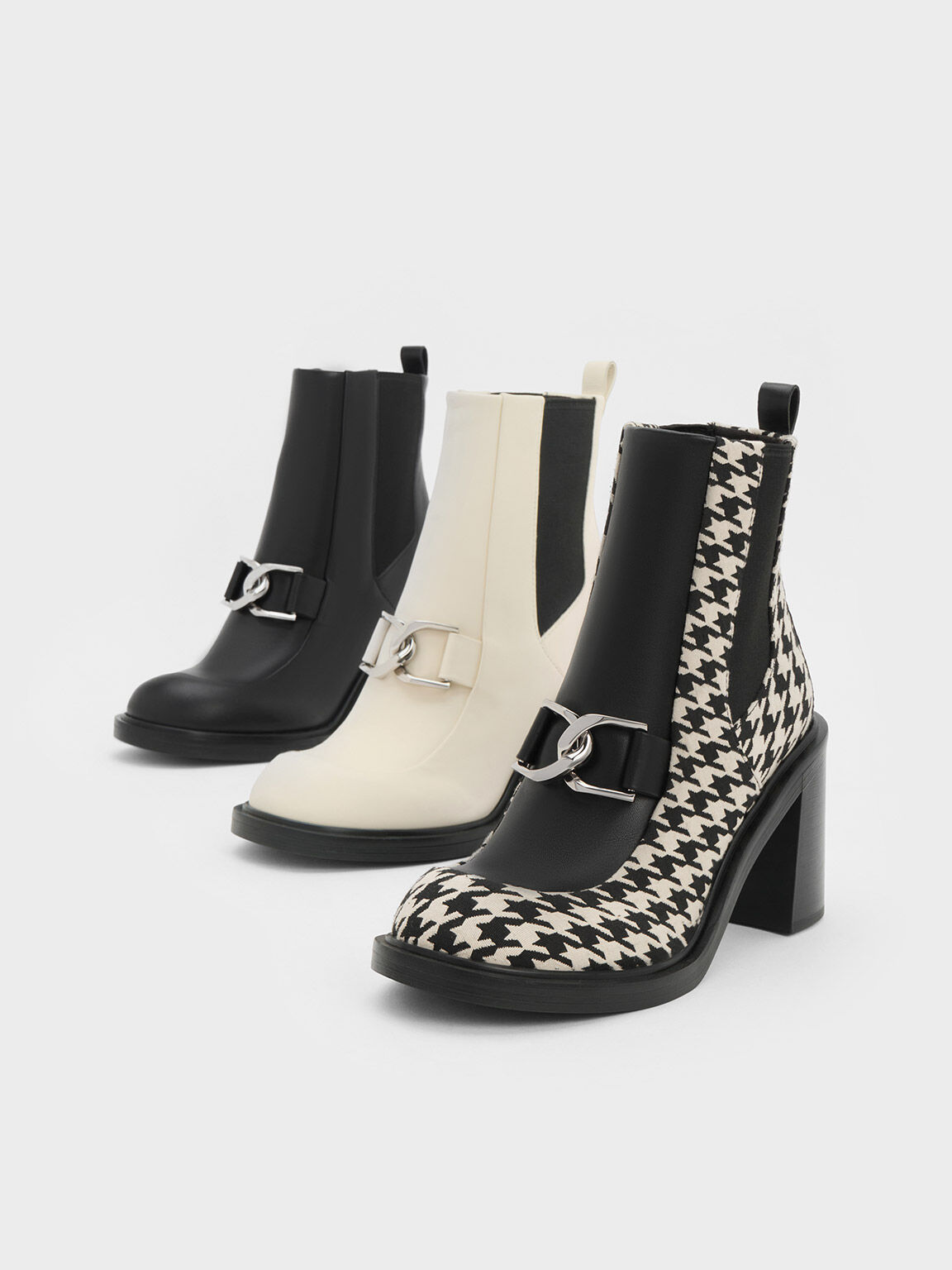 Houndstooth ankle boots best sale