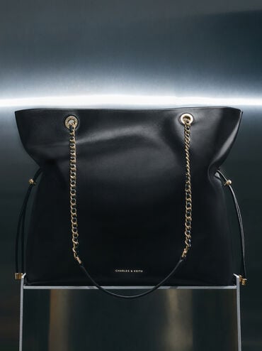 Arya Braided-Strap Double-Handle Tote Bag, Black, hi-res