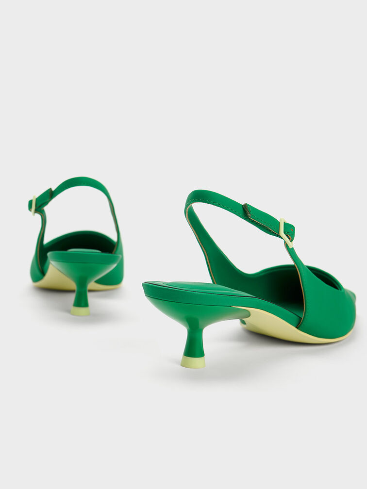 Vita Square-Toe Slingback Pumps, Green, hi-res