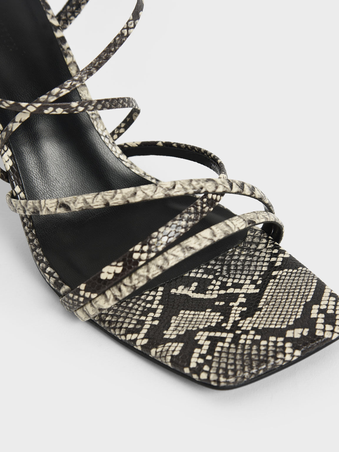 Animal Print Natural Snake Print Tie Around Strappy Sandals CHARLES KEITH International