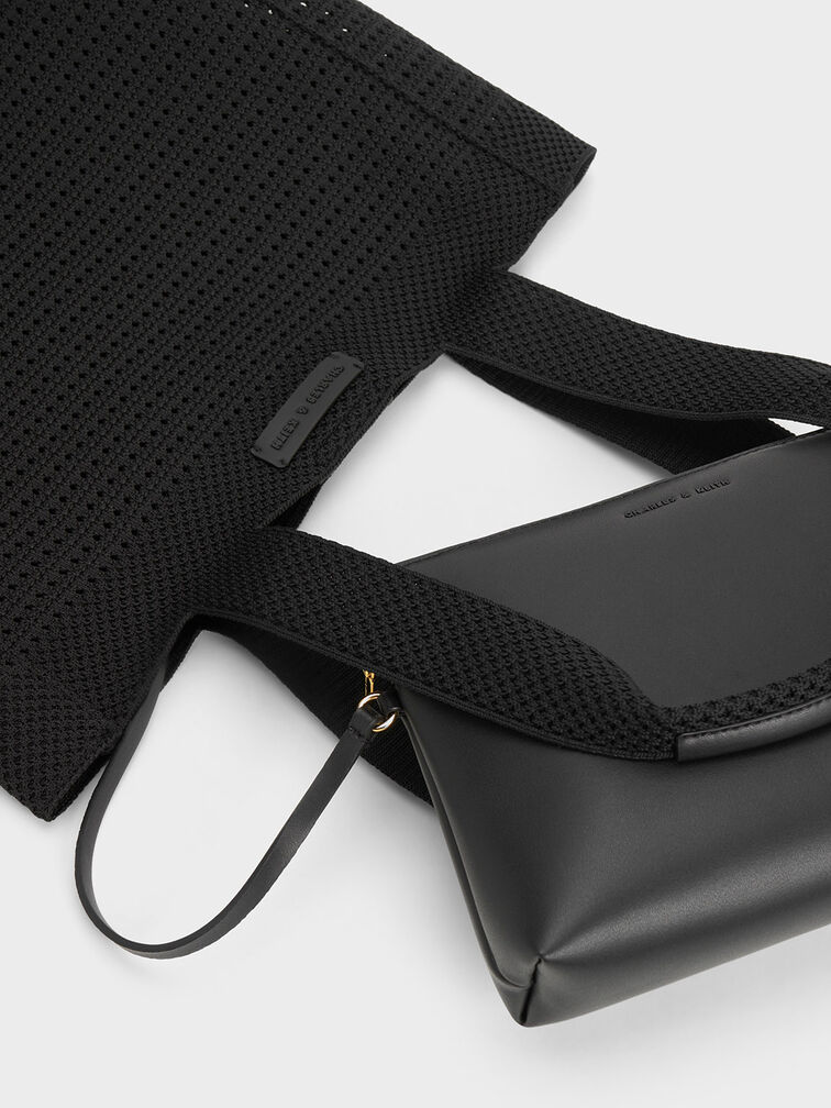 Ida Knitted Tote Bag, Black, hi-res