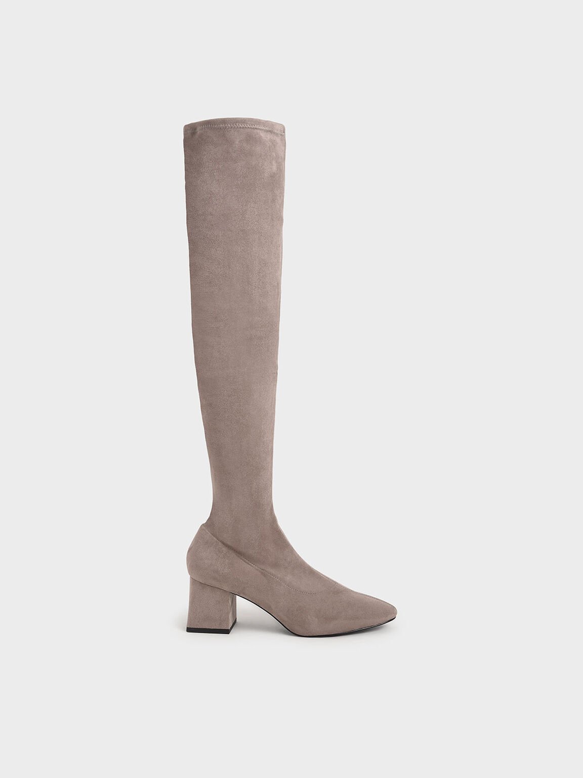 Textured Thigh High Boots, Taupe, hi-res