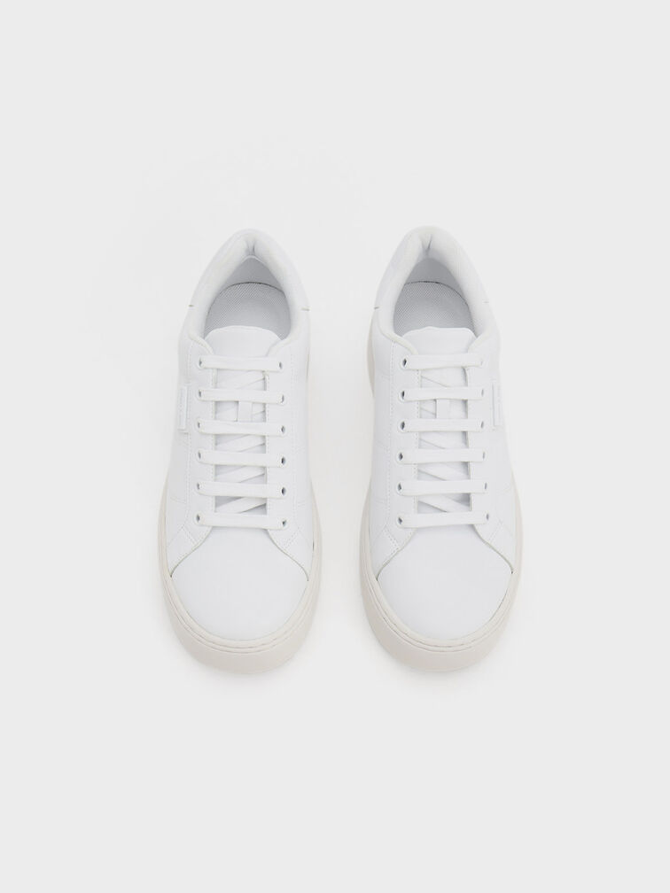 White Lace-Up Sneakers - CHARLES & KEITH US