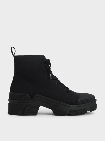 Canvas High Top Sneakers, Black, hi-res