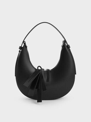 Noir Carey Crescent Hobo Bag CHARLES KEITH US