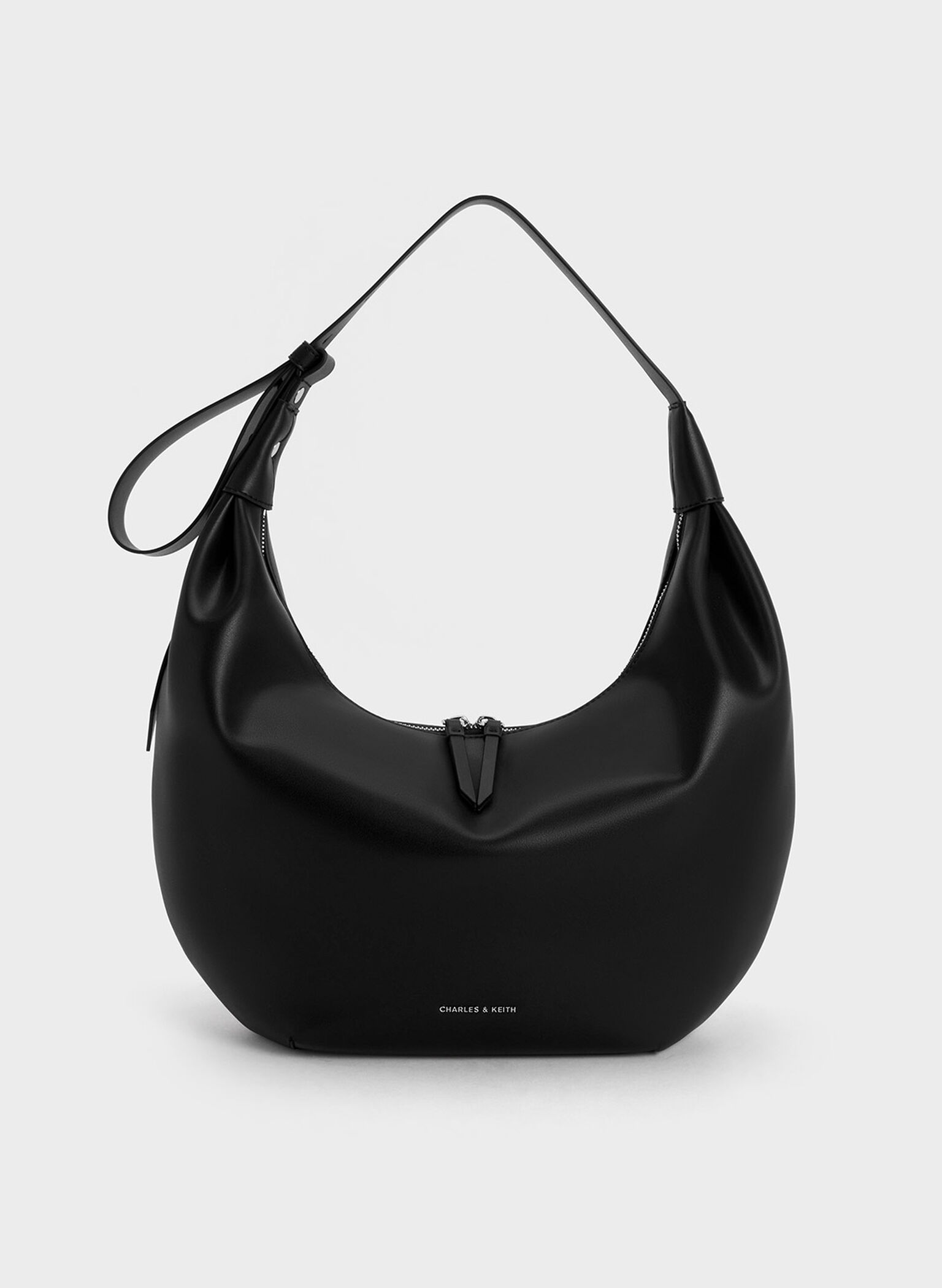 Odella Curved Hobo Bag, Noir, hi-res