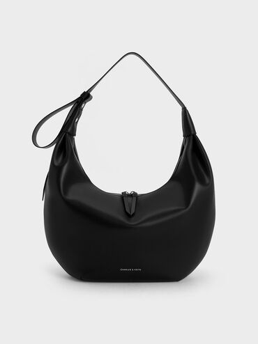 Odella Curved Hobo Bag, Noir, hi-res