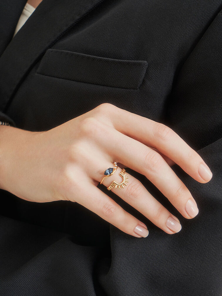 Swarovski® Crystal Geometric Ring, Gold, hi-res