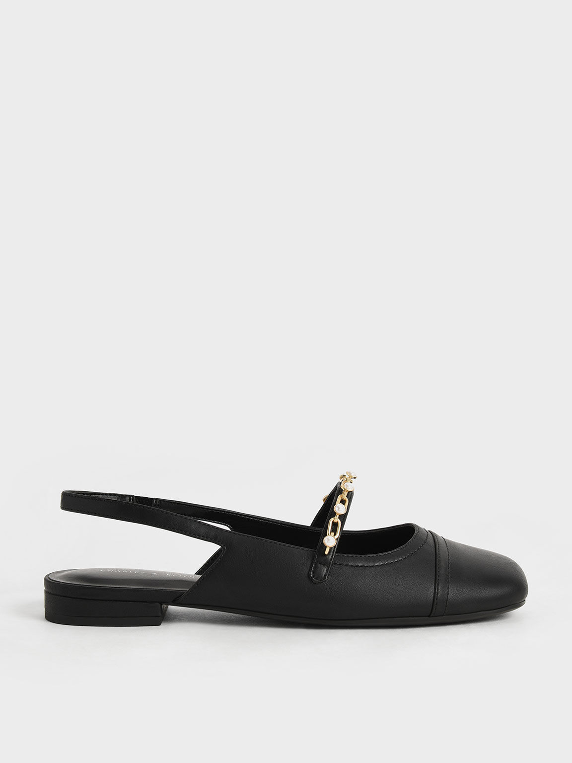 Beaded Chain-Link Slingback Mary Janes, Black, hi-res