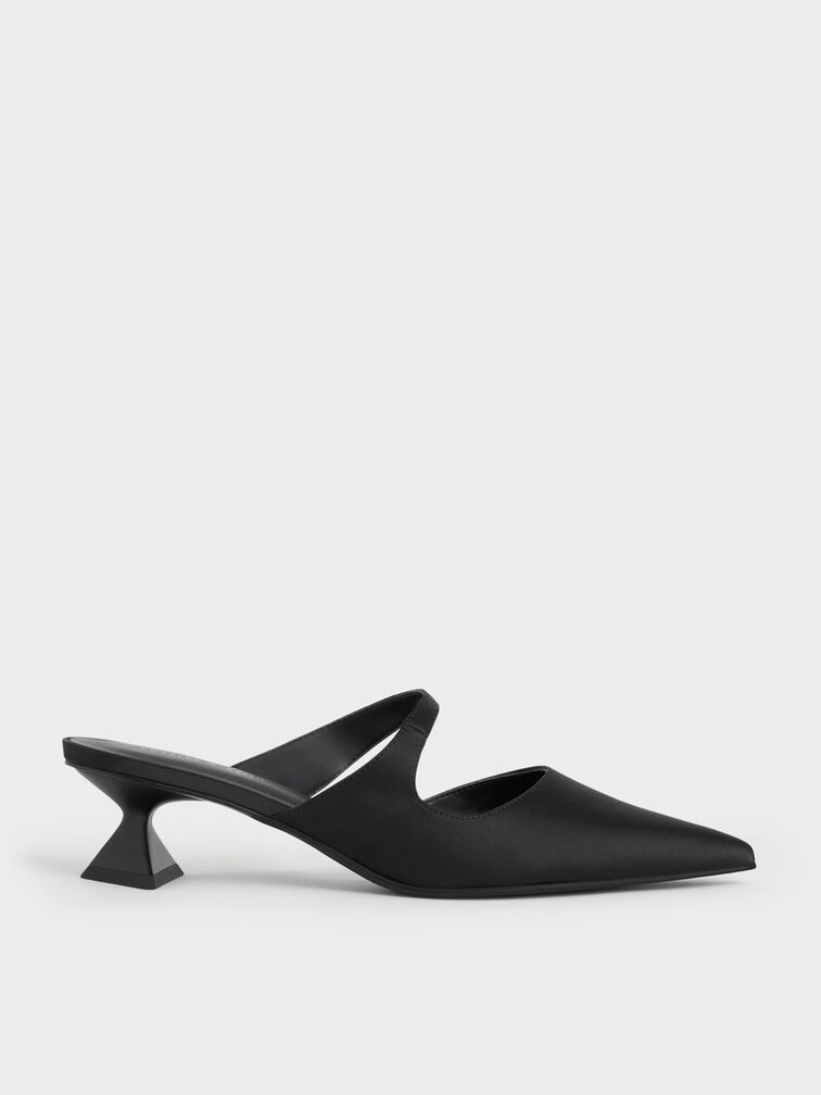 Asymmetric Sculptural Heel Pumps, Black, hi-res
