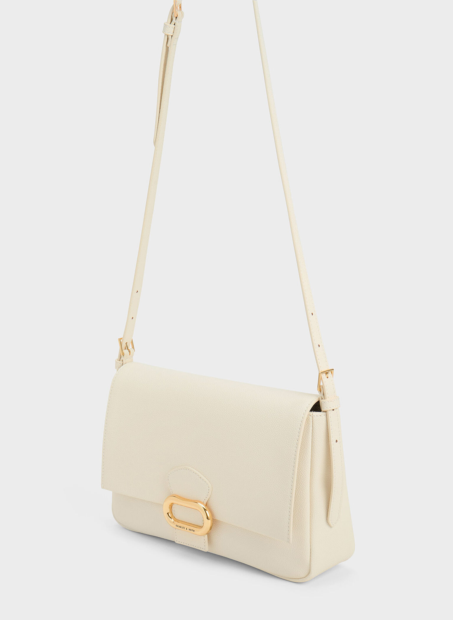Cream Daki Belted Trapeze Bag - CHARLES & KEITH US