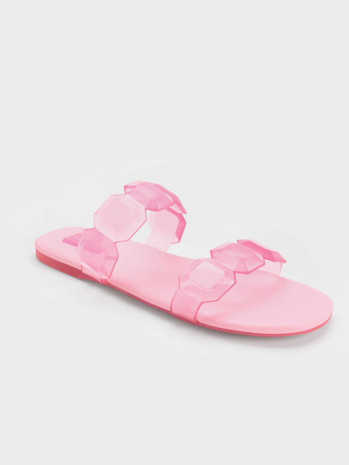 Fia 果凍方塊平底拖鞋, 淺粉色, hi-res