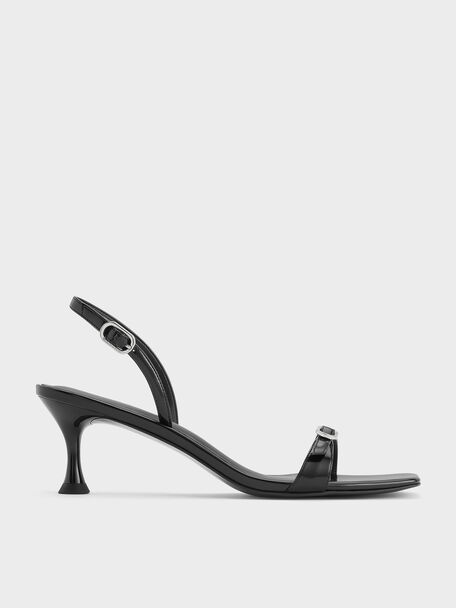 Buckled Slingback Kitten Heels, Black Box, hi-res