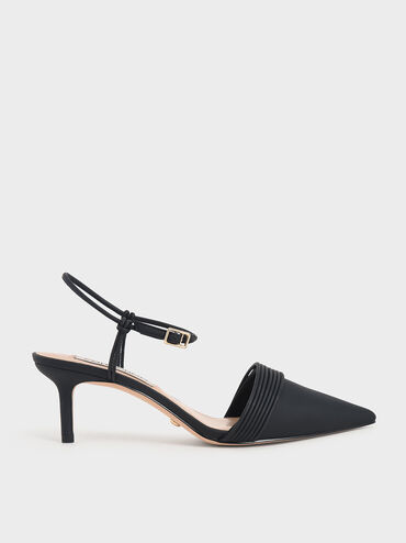 Leather Rope Detail Pumps, Black, hi-res