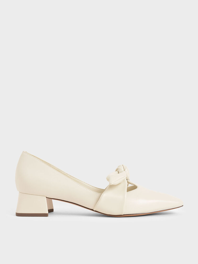 Knotted Strap Pumps, Cream, hi-res