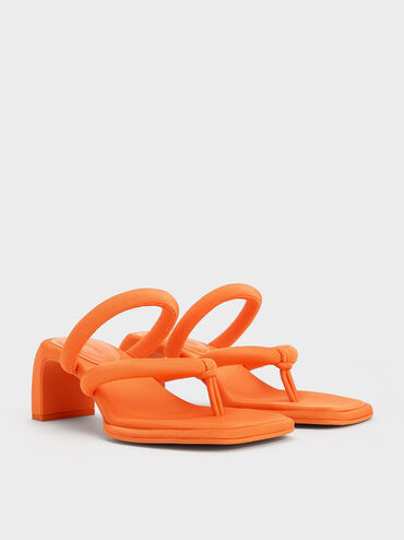 Toni Puffy-Strap Thong Sandals, Orange, hi-res