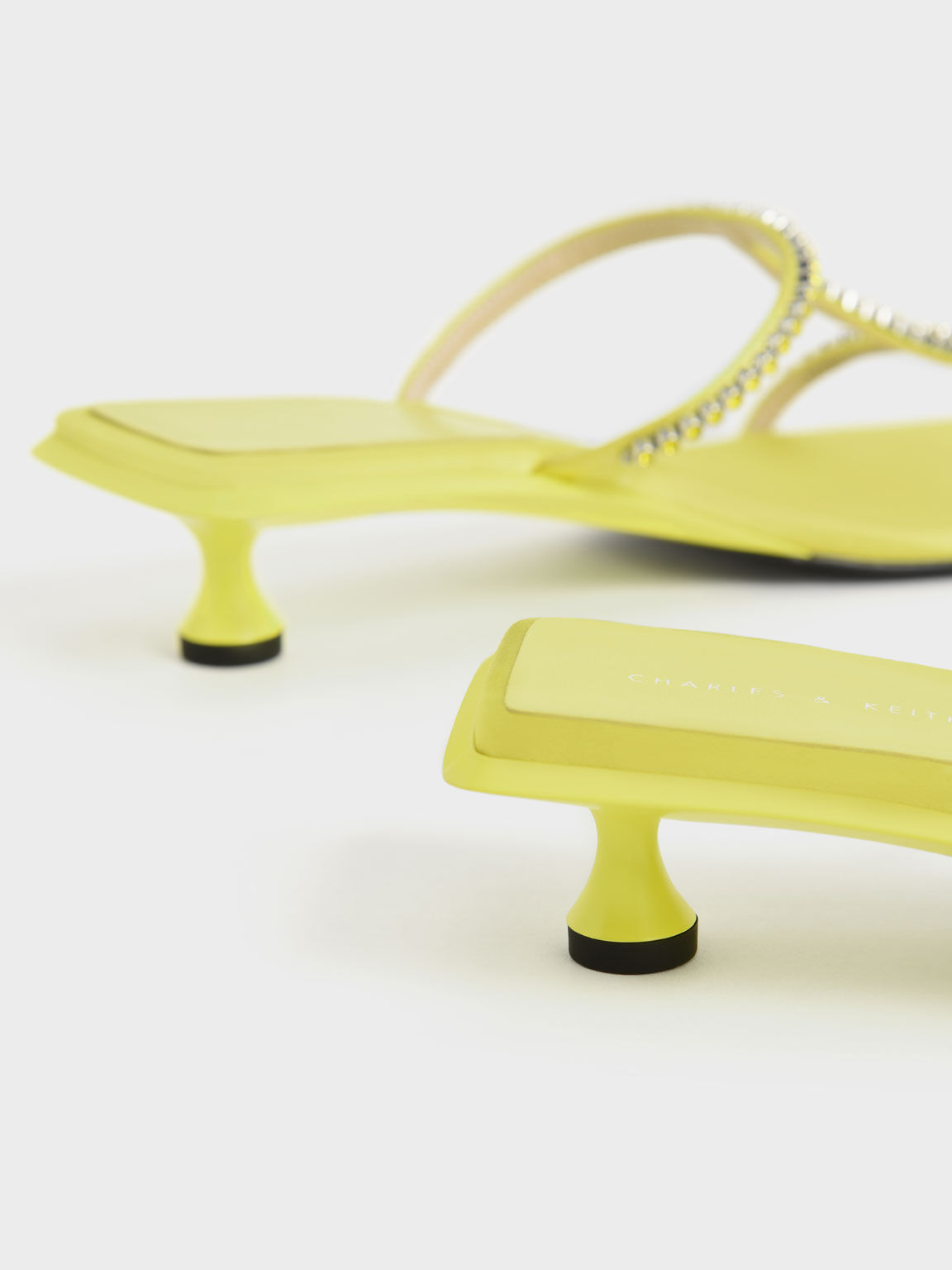 Recycled Polyester Gem-Embellished Mules, Lime, hi-res