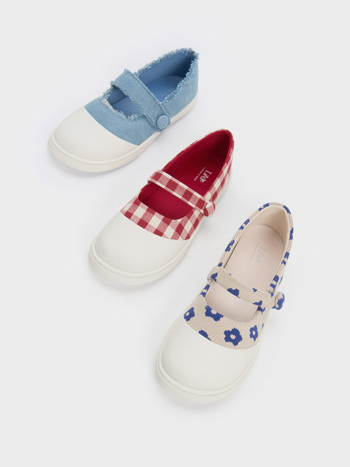 Red Girls Toe Cap Checkered Mary Janes CHARLES KEITH SG