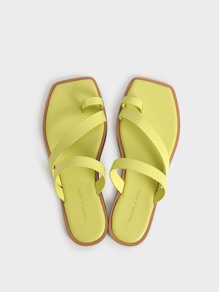 Toe Ring Strappy Slide Sandals, Lime, hi-res