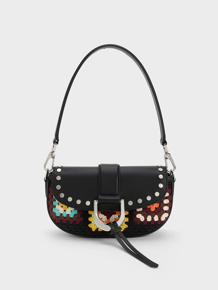 Gabine Floral Crochet Leather Shoulder Bag, Multi, hi-res