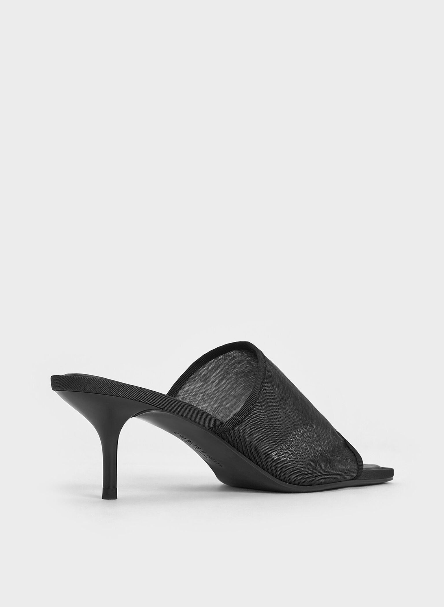 Mules de malla Loren con tacón bajo, Negro texturizado, hi-res