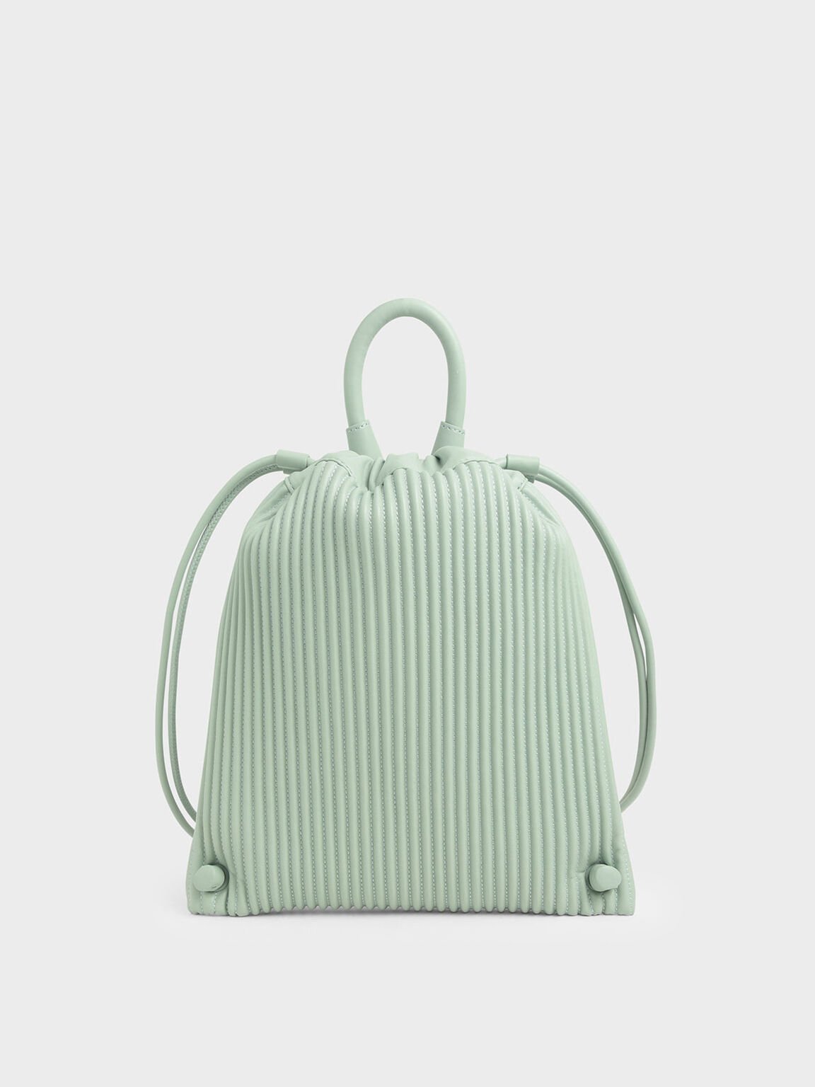 Textured Drawstring Backpack, Mint Green, hi-res