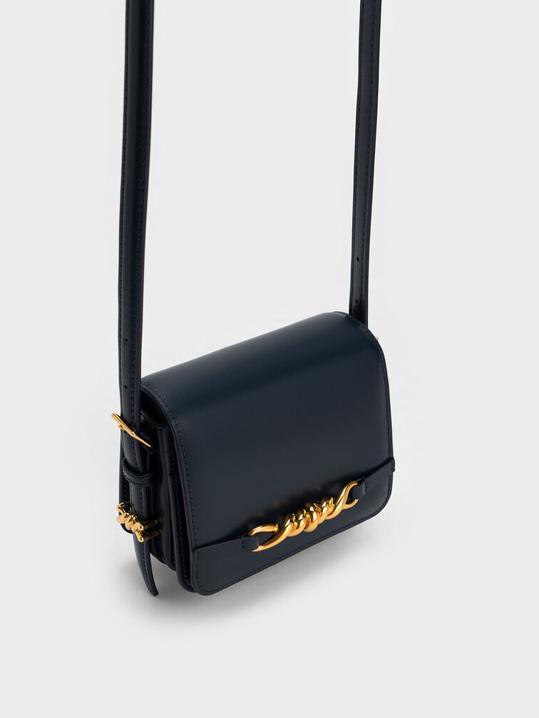 Mini Henrietta Shoulder Bag, Navy, hi-res