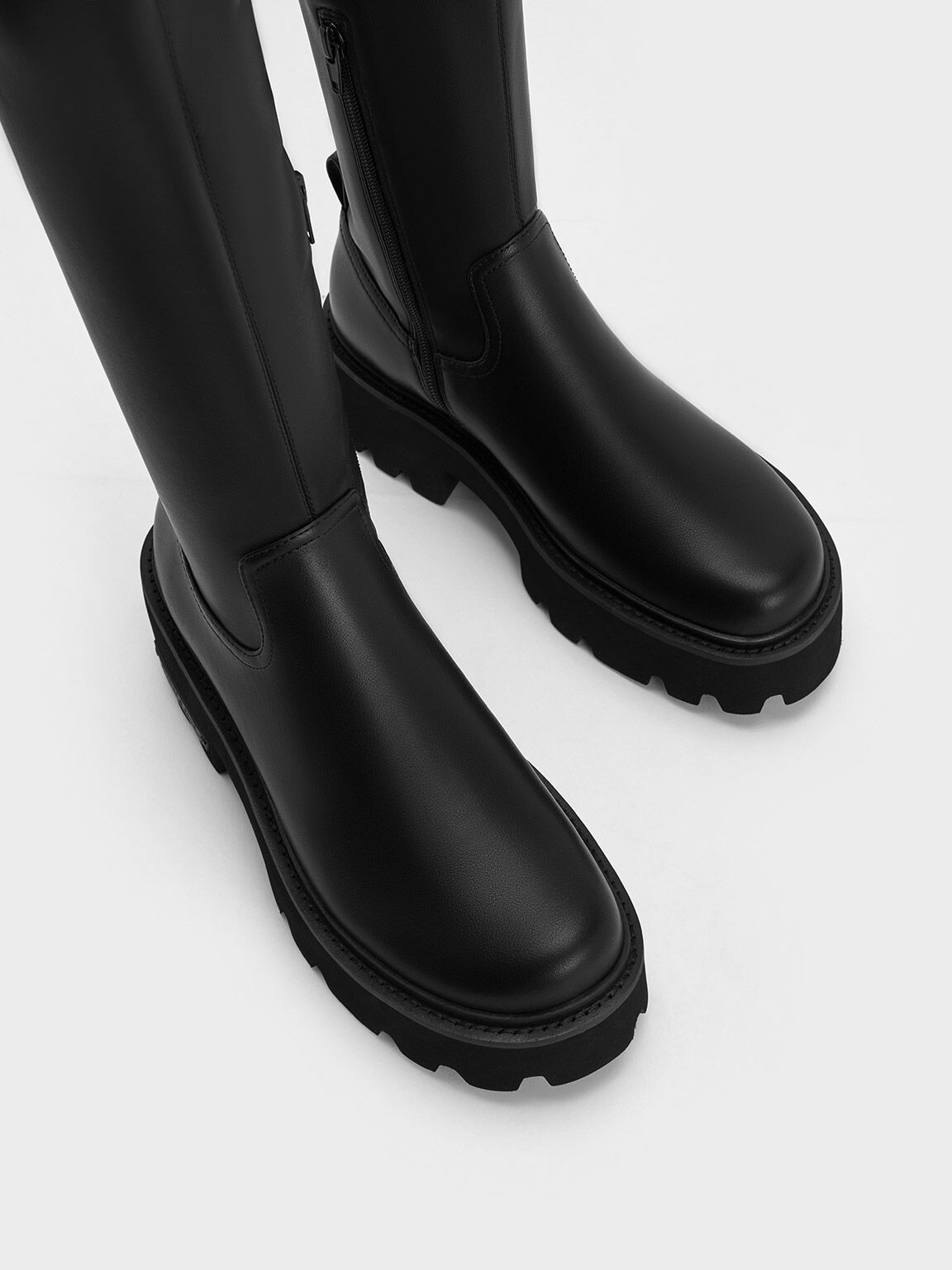Sensitive sole knee high boots deals