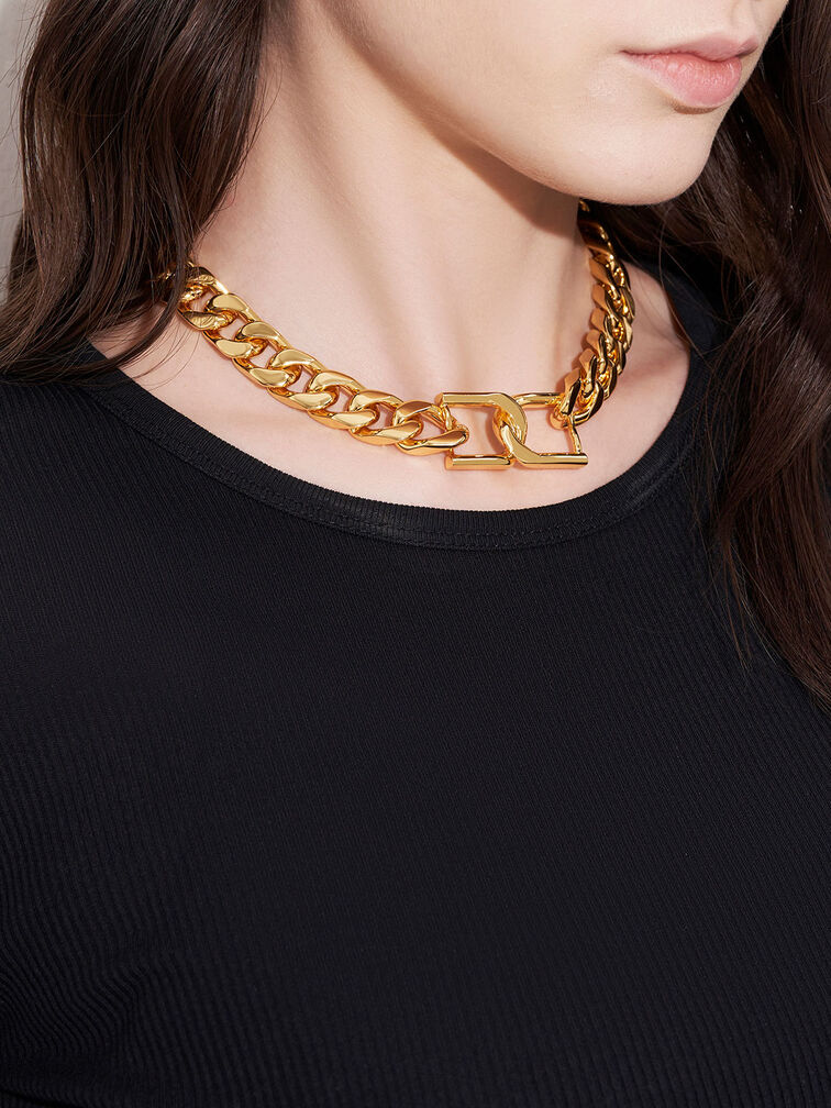 Gabine Chain-Link Choker Necklace, Gold, hi-res