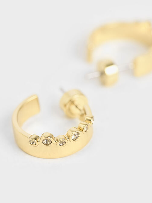 Swarovski� Crystal Studded Hoop Earrings, Gold, hi-res