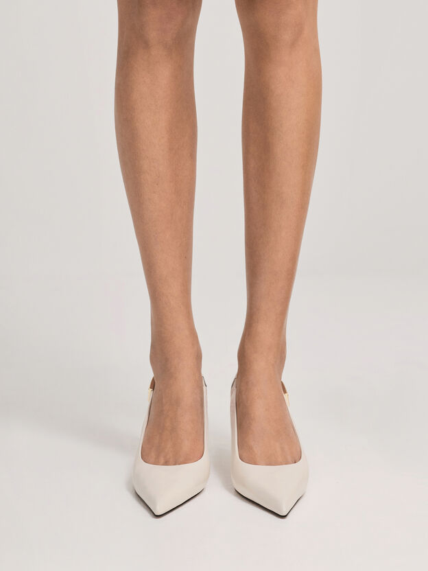 Cody Leather Slingback Kitten Heels, Chalk, hi-res