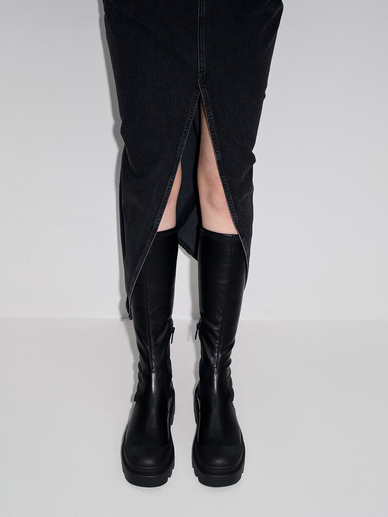 Indra Knee-High Boots, Black, hi-res