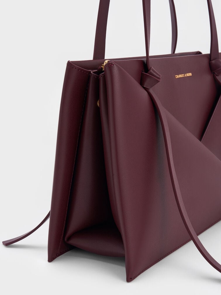 Midori 綁結手提托特包, 深紅酒莓, hi-res