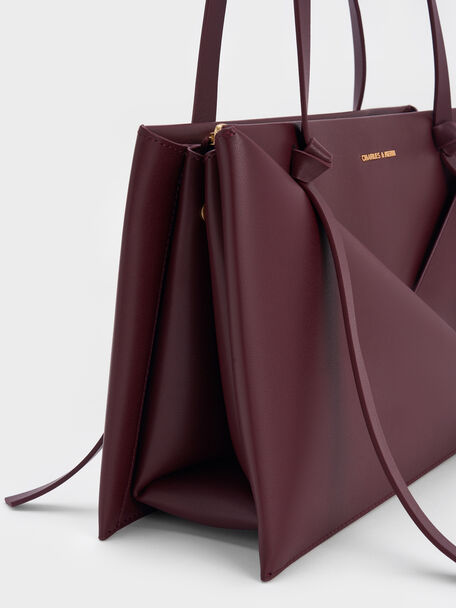 Midori Geometric Tote Bag, Wineberry Red, hi-res