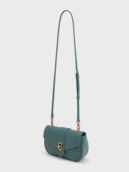 Aubrielle Panelled Crossbody Bag, Teal, hi-res