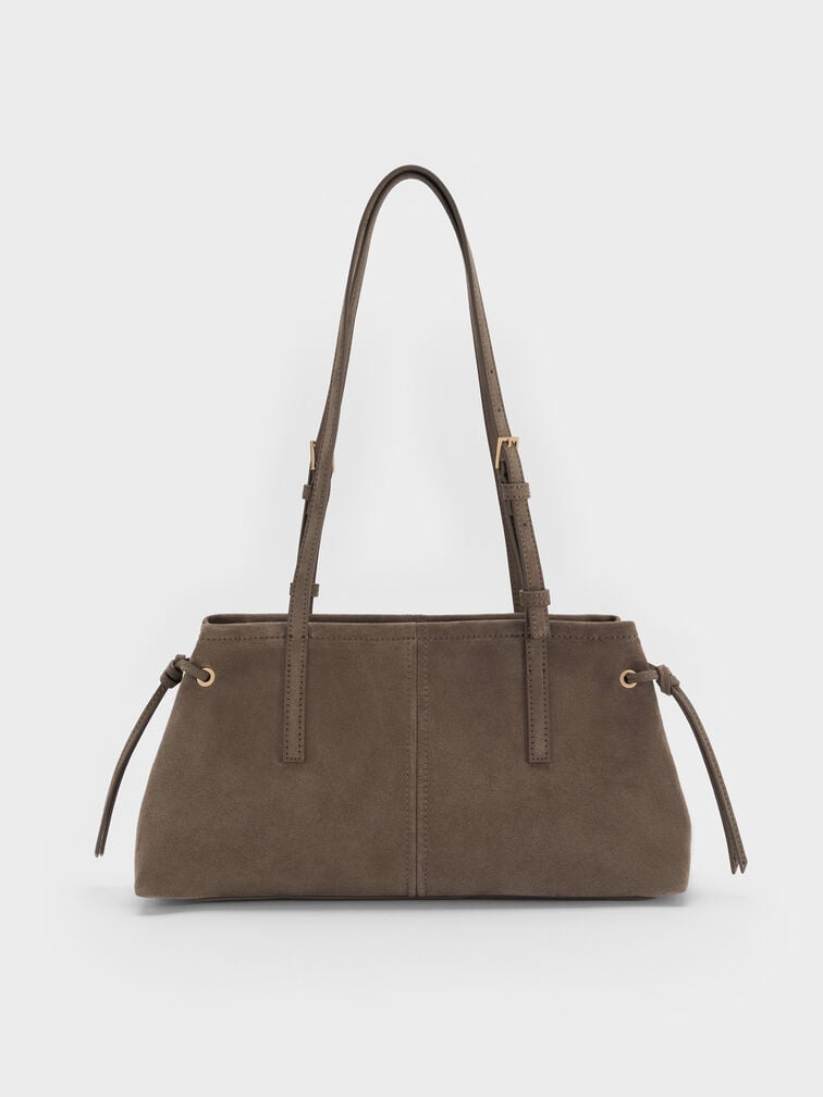 Noane Elongated-Handle Shoulder Bag, Stone Grey, hi-res