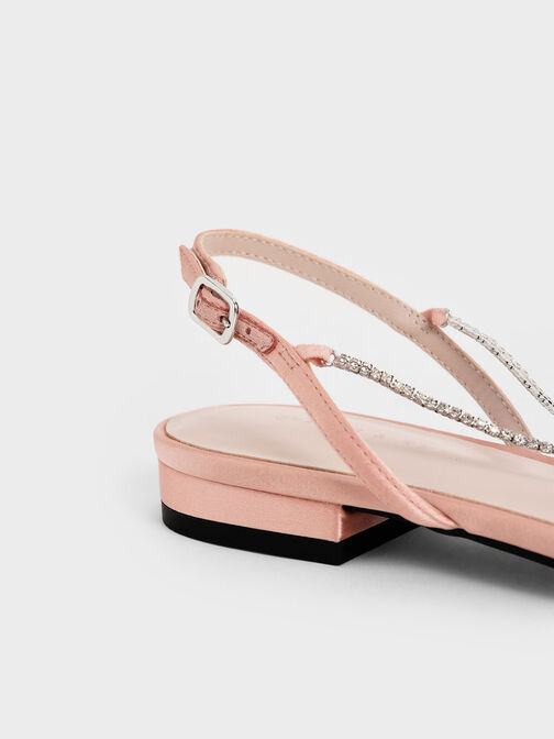 Adel Recycled Polyester Gem-Embellished Slingback Ballerinas, Blush, hi-res