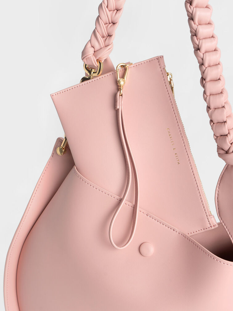 Cleona Braided Handle Shoulder Bag, Light Pink, hi-res