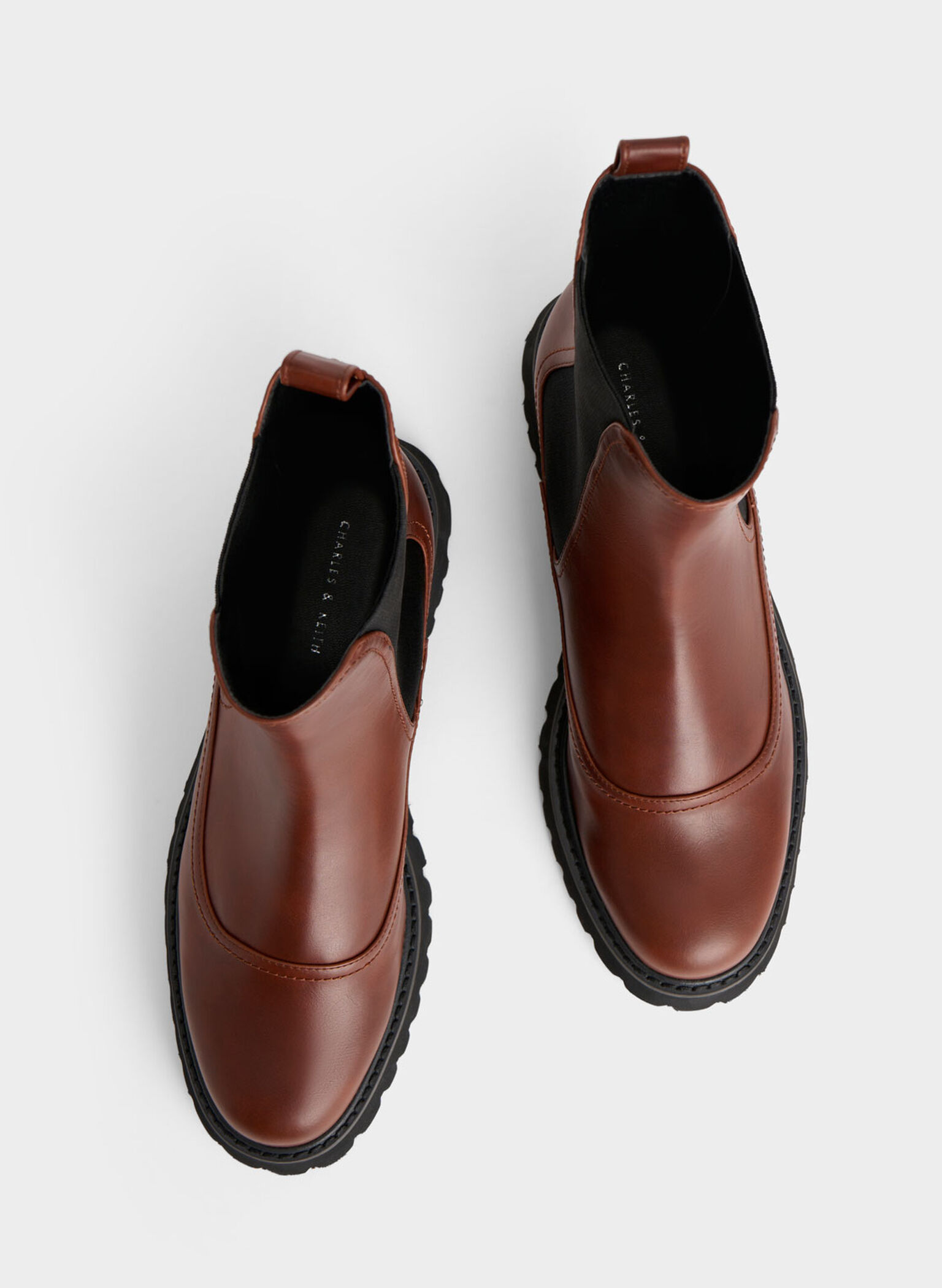 Ridged-Sole Chelsea Boots, Brick, hi-res