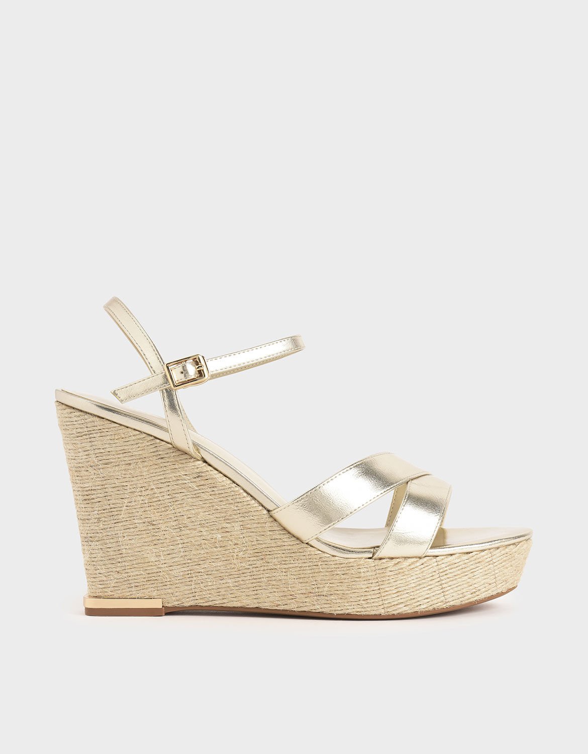 Gold Metallic Asymmetric Strap Platform 