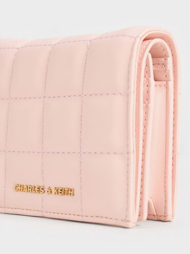 Cassia Quilted Chain-Handle Mini Wallet, Light Pink, hi-res