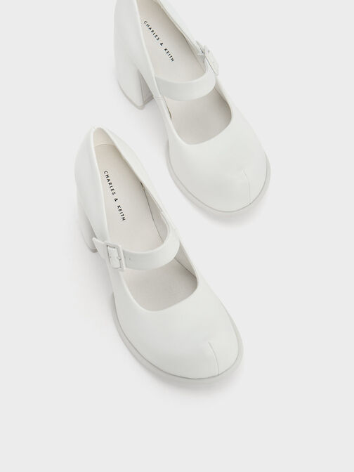 Pixie Platform Mary Janes, White, hi-res