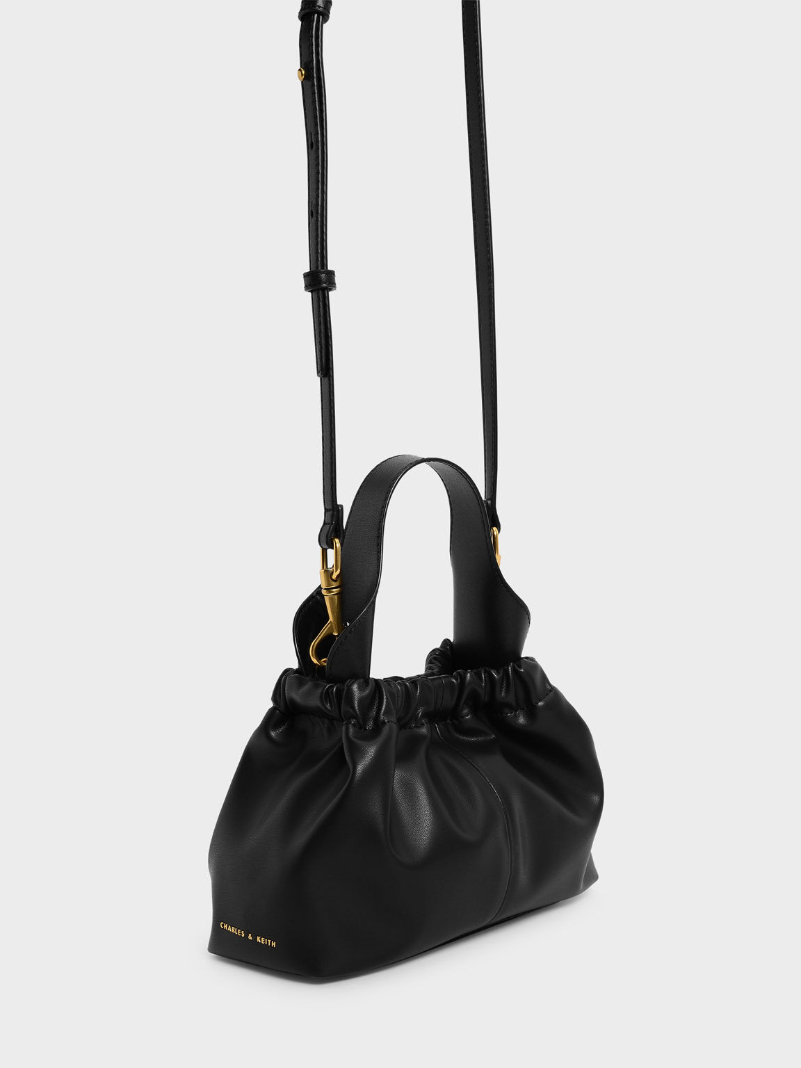 Ally Ruched Slouchy Bag, Black, hi-res