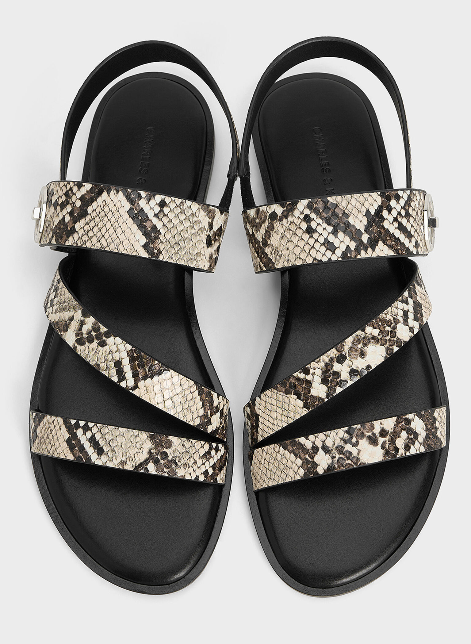 Yara Snake-Print Turn Lock Strappy Sandals, Animal Print Natural, hi-res